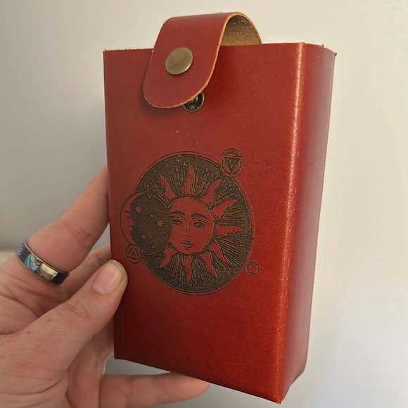 Rust Red Recycled Leather Tarot Card Case - Picture 2 of 3